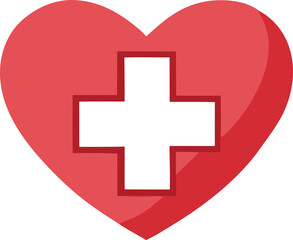 Symbol of health and care a red heart embraces a white medical cross representing aid and well-being