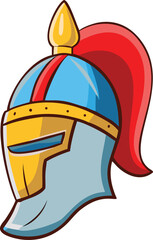 Fototapeta premium Cartoon-style helmet featuring a vibrant red and blue design, showcasing a playful and colorful appearance.