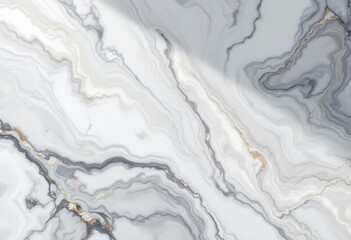 A sophisticated, light gray and white marble design features flowing, organic patterns and subtle gold flecks, creating a tranquil and elegant aesthetic.