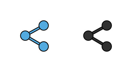 Two simple molecular structures are depicted one blue and one black