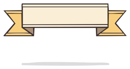 Obraz premium Blank empty ribbon banner label with decorative flares and outline