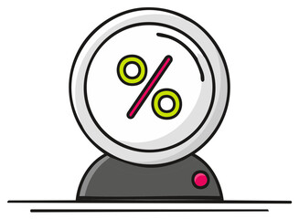 Obraz premium Stylized percentage symbol on a retro scale icon representing discounts and savings