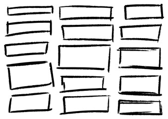 Collection of Hand-Drawn Rectangular Boxes and Frames, Offering a Versatile Design Element for Graphic Projects