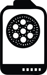 Abstract digital art symbol representing data storage or memory card with circular pattern inside