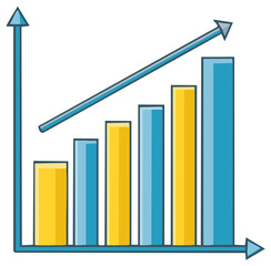 Upward trend bar chart illustrating business growth and financial success progress