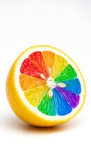 A vibrant lemon with colorful segments, bringing a burst of joy and artistic expression