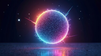 Glowing Sphere with Network Structure and Colorful Light Effects