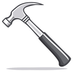 Hammer illustration in gray tones, tool for construction and repair