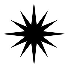 Obraz premium Black sharp twelve-pointed starburst shape isolated on white background