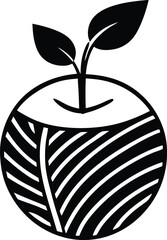 Abstract organic apple icon symbolizing growth and agriculture fresh fruit concept for natural food and healthy lifestyle