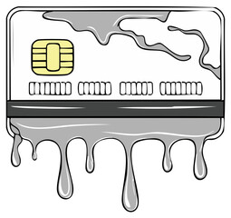 Credit card with melting effect, financial concept for online payments or debt.