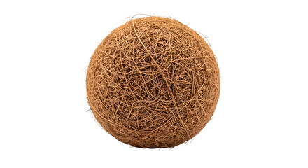 Spherical coconut fiber pot isolated on transparent background, an ecofriendly and biodegradable alternative for planting, promoting healthy root growth