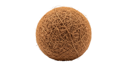 Spherical coconut fiber pot isolated on transparent background, an ecofriendly and biodegradable alternative for planting, promoting healthy root growth