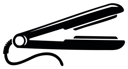 Minimalist Black Hair Straightener Icon Styling Tool for Sleek Hairdo Creation