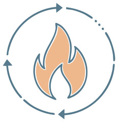 Obraz premium Fire Icon with Circular Arrows: Energy Cycle Concept Symbol Graphic