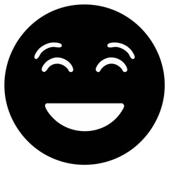 Fototapeta premium Smiling Face Glyph: A Simple Emoji with Happy Expression and Closed Eyes