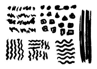 Collection of abstract brush stroke textures and artistic doodles, perfect for graphic design and creative projects