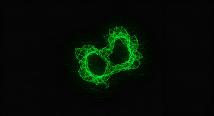 Abstract Green Network on Black Background: Data Visualization and Connectivity