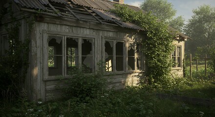 Obraz premium Abandoned wooden house exterior