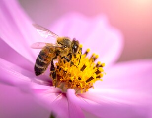 Honeybee on a pink flower (1)