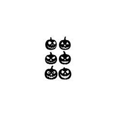 Halloween pumpkin vector set with 12 spooky jack-o’-lantern faces. Creepy carved pumpkins with scary and funny expressions. Perfect silhouettes for Halloween