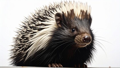 A porcupine—quills sharp, stance steady, profile etched in contrast—rests in primal alertness. A metaphor for guarded resilience and the choreography of instinctive defense.