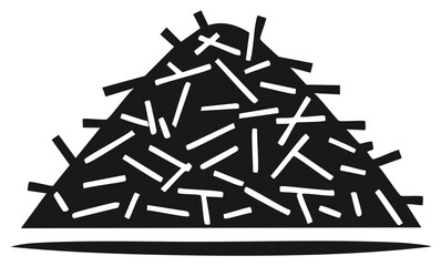 Abstract black triangular pile filled with scattered white lines vector illustration