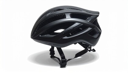Fototapeta premium A bicycle helmet—black and gray, vented and visor-tipped—rests in aerodynamic stillness. A metaphor for kinetic protection and the choreography of focused motion.