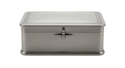 A silver box, showcasing its elegant design and craftsmanship, isolated on transparent background a timeless piece for storage and decoration