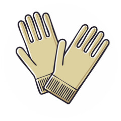 Obraz premium Simple graphic illustration of a pair of protective work gloves for safety