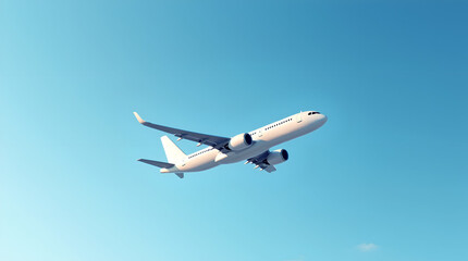 Obraz premium Two Engine White Airplane Low Angle Corner View in Bright Sky