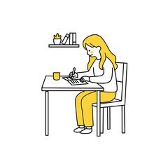 illustration of a woman writing