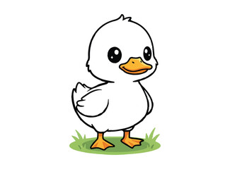 Cartoon duck floating on water. Vector illustration isolated on white background