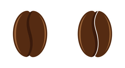 Illustration of two coffee beans one whole and one split open