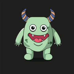 cute cartoon monster with horns