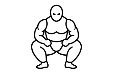 line art Weightlifter squat silhouette vector isolated on white background