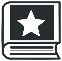 Open book icon with white star, educational symbol, knowledge and learning concept