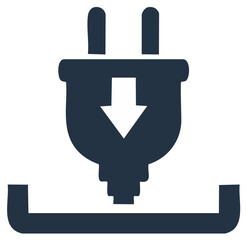 Obraz premium Download icon featuring a plug with a downward arrow on a line, showing the action of saving a file