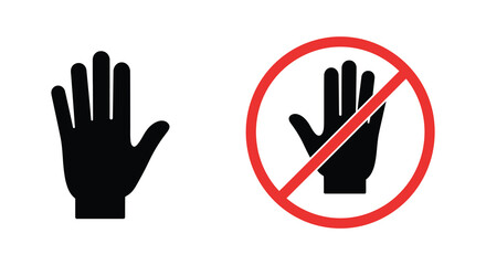 Obraz premium Do not touch A warning sign depicting a hand with a prohibition symbol