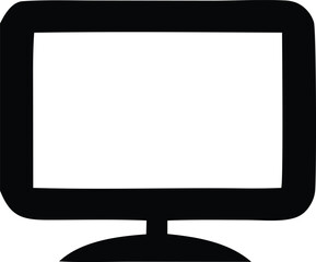 Modern computer monitor icon simple black silhouette display screen for digital technology and online content presentation