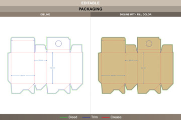 Auto lock bottom box packaging template with inserts in custom dimensions featuring professional carton dieline and editable die line for durable packaging