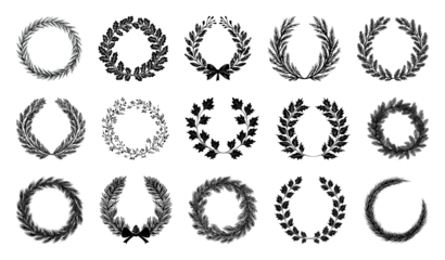 PNG Elegant laurel wreath vector collection, element set on transparent background