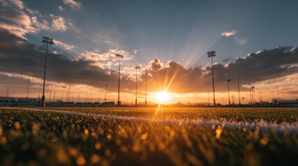 Sunset over soccer field