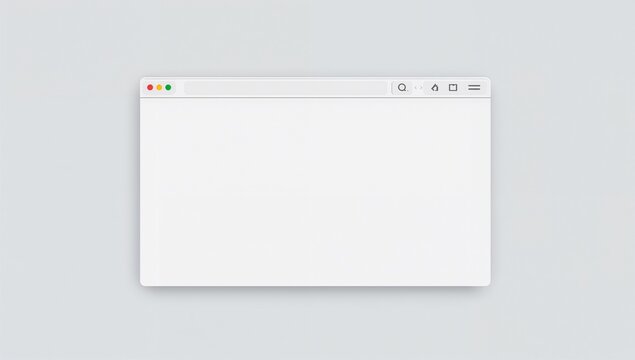 A blank browser window with minimal controls isolated on a gray background