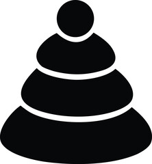 Simple silhouette of a stacking ring toy for babies and toddlers educational development and playtime fun in black and white design