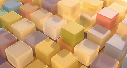 A multi-toned, geometric pattern of translucent cubes creates a visually appealing abstract design.
