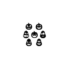 set of Halloween pumpkins. Group of Spooky Pumpkin Silhouettes with Haunted Face