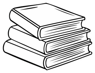 Pile of Books Outline, Education and Knowledge Concept, Reading Material, Vector Illustration, Isolated