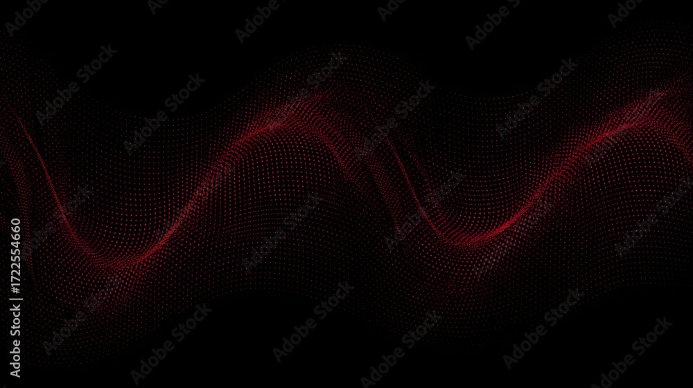 Poster abstract swirling red nebula clouds with tiny stars in deep dark space background