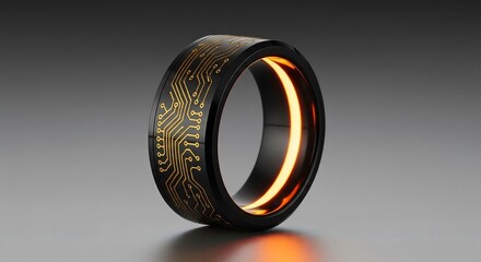 Futuristic smart ring technology wearable tech circuit board design jewelry for fashion and style accessory